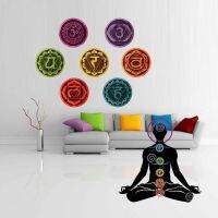 7PC Yoga Seven Chakras Orgonite Buddhist Lotus Flower Sacred Centers PVC Removable Wall Window Stickers Meditation Healing Decor