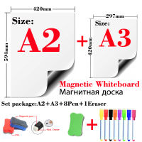 2 Pcs Magnetic Whiteboard Fridge Stickers Wall Stickers Kids Drawing Board Dry Erase White Board Message Board A2+A3 Package