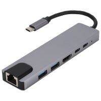 SOONHUA 6 USB3.0 HUB Data Reader PD Fast Charge RJ45 Multiport Adapter 4K HDMI Type-C USB Hubs สำหรับ Chromebook แล็ปท็อป