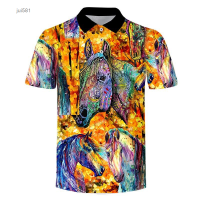 2023 NEW Style Summer Mens Polo Shirts Brand Quality Colorful Horse Animal Golf Shirt Male Business Fashion Stripes Tops Summer Short Sleeve ClothingNew product，Canbe customization high-quality