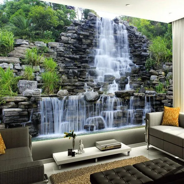 3D Wallpaper Vinyl Wall Sticker Waterfall Nature Landscape Wall Mural  Living Room Hotel Bedroom Luxury Decor Wallpaper | Lazada Singapore