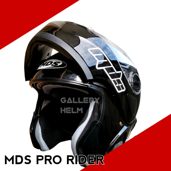 HELM MDS PRO RIDER SOLID BLACK MDS MODULAR | Lazada Indonesia