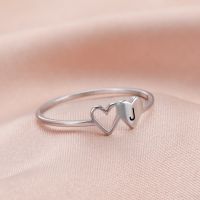 【CC】¤  Amaxer Hearts Initial Rings Fashion A-Z Alphabet 2023 Valentines Day