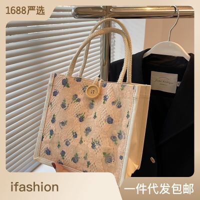 In Stock Wholesale Internet Celebrity Same Style Student Versatile Handheld Lunch Box Lunchbox Bag Female Korean Style Western Style Outing Small Bag