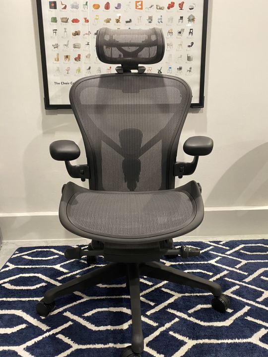 New Herman Miller Aeron Remastered Graphite Standard with OEM Headrest