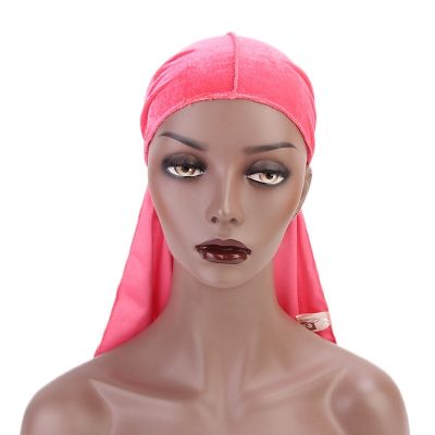 Uni Men Women Hair Caps Breathable Bandana Night Slaaping Hat Velvet Durag Long Tail Headwrap Chemo Hair Styling Caps