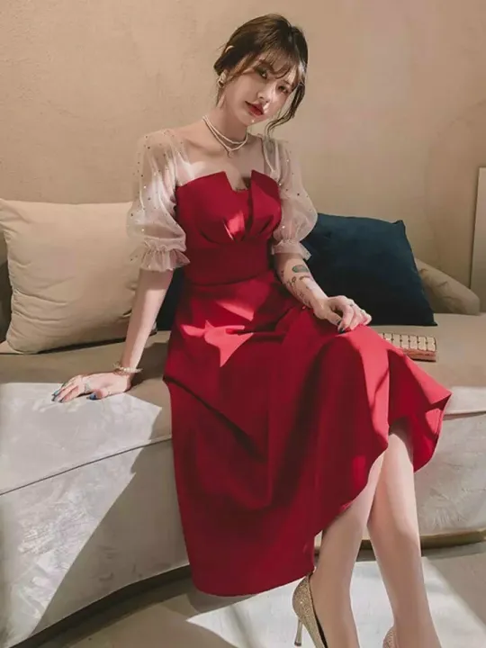 Đầm nữ dáng dài phối tay voan đính hạt siêu xinh – No Brand >>> top1shop >>> lazada.vn