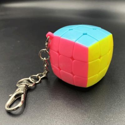 3x3cm Cube Key Chain Multiple Color Plastic Smooth Cube Pendant Educational Toys for Adults/ Children