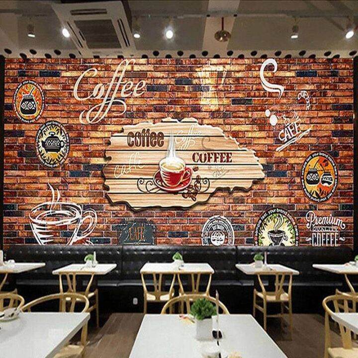 Custom Vintage Brick Wall Coffee Wallpaper Industrial Decoration Mural