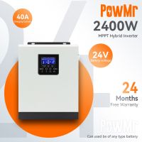 Powmr 2400W Pure Sine Wave อินเวอร์เตอร์ไฮบริดพลังงานแสงอาทิตย์ 220VAC ในตัว 50A MPPT ตัวควบคุมการชาร์จพลังงานแสงอาทิตย์ 30-102Voc รับประกันฟรี HMS