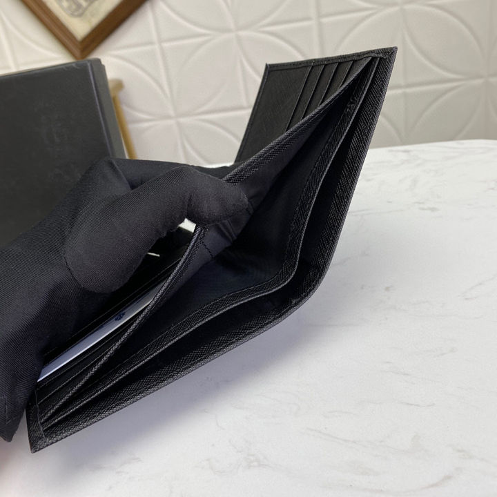 top-designer-high-quality-men-leather-wallet-short-two-fold-credit-card-case-twill-cowhide-pocket-coin-purse-business-card-case