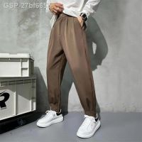 ✔✖✒27bf6658 Calça De Terno Reto Monocromtico Masculina Com Zper Calça เป็นทางการ Escritório Sicedade Empresarial Vestido Masculino Moda Coreana