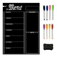 Magnetic Refrigerator Chalkboard,Weekly Menu, Meal Planner, Grocery Shopping List, Board, for Kitchen Fridge with 8 Color