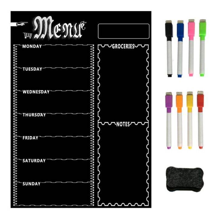 Refrigerator Chalkboard,Weekly Menu, Meal Planner, Grocery