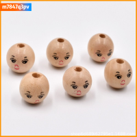 M7847Q3PV 100pcs ทำจากไม้ ลูกปัดไม้ลูกปัด พิมพ์ undyed 18mm ครับ ลูกปัดหัวกลม พิมพ์ undyed Ball มีรู ลูกปัดหน้าตาขี้อาย การทำเครื่องประดับงานฝีมือ DIY