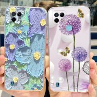 สำหรับ C21 Realme 4G เคส RMX3201หรูหราฝาปิดภาพดอกไม้ซิลิโคนนิ่มเคสโทรศัพท์สำหรับ Realme C21 C 21 RealmeC21