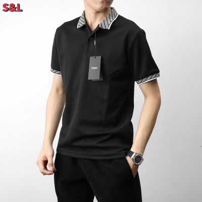 【สินค้าใหม่】เสื้อโปโลสีพื้น เสื้อโปโล สำหรับผู้ชาย Men P0I0 Shirt สีขาว-ดำ PO78