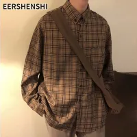 EERSHENSHI เสื้อผู้ชาย MODE Korea เสื้อเสื้อเชิ้ตลายสก๊อต