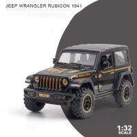 รถจี๊ป1:32 Wrangler Rubicon หุ่นอัลลอยออฟโรดรถของเล่นหล่อโลหะรถของเล่นเสียงและไฟสำหรับเด็กรถ