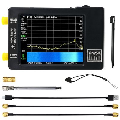 Upgraded TinySA Spectrum Analyzer,MF/HF/VHF UHF Input for 0.1MHZ-350MHZ and UHF Input for 240MHZ-960MHZ,Signal Generator
