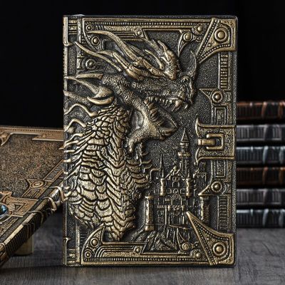 3D Three-dimensional Dragon A5 Notebook European Retro Thickened Pu Embossed Notepad Diary Business Gift Office Supplies