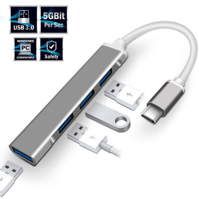 แท่นฮับ USB 3.0ฮับ4พอร์ตเครื่องแยกอเนกประสงค์อะแดปเตอร์ OTG ฮับ Type C สำหรับเคสมือถือเลโนโว่หัวเหว่ย Macbook USB อะลูมิเนียมอัลลอย USB ฮับ3.0 2.0