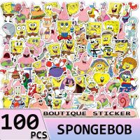 hotx【DT】 100PCS Anime SpongeBob Stickers Cartoon for Laptop Refrigerator Motorcycle Luggage Deals Childrens