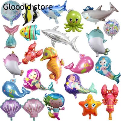 Mermaid ocean Marine life theme Party Hawaii Sea Shells Birthday Party Baby Shower Decor GirlKid Toys Summer BeachAnimal Balloon Balloons