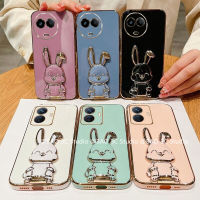 INS เคส Phone Case Realme 11 Realme11 C51 NFC 4G 5G เคส การ์ตูนน่ารักใหม่แฟชั่นฝาครอบหลังเนื้อนิ่มชุบ เคสโทรศัพท์ ป้องกันการตกหล่นพร้อมขาตั้งกระต่ายยืดสุดสร้างสรรค์2023