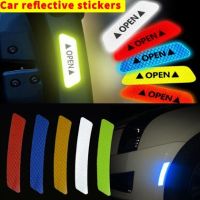 NEW 4 pcs Car door OPEN reflective stickers Warning stickers Wheel eyebrow sticker reflective anti collision waterproof decorative