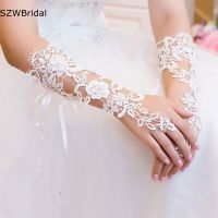 ◐❉ New Arrival Ivory Bride gloves Lace Appliques Beaded Cheap lace gloves Sexy Wedding accessories Wedding long gloves