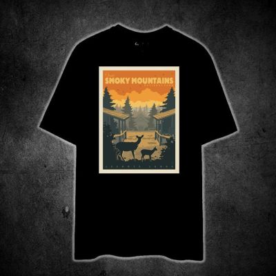 LECONTE LODGE GREAT SMOKY MOUNNS (NATIONAL PARK VINTAGE TRAVEL 2) Printed t shirt unisex 100% cotton