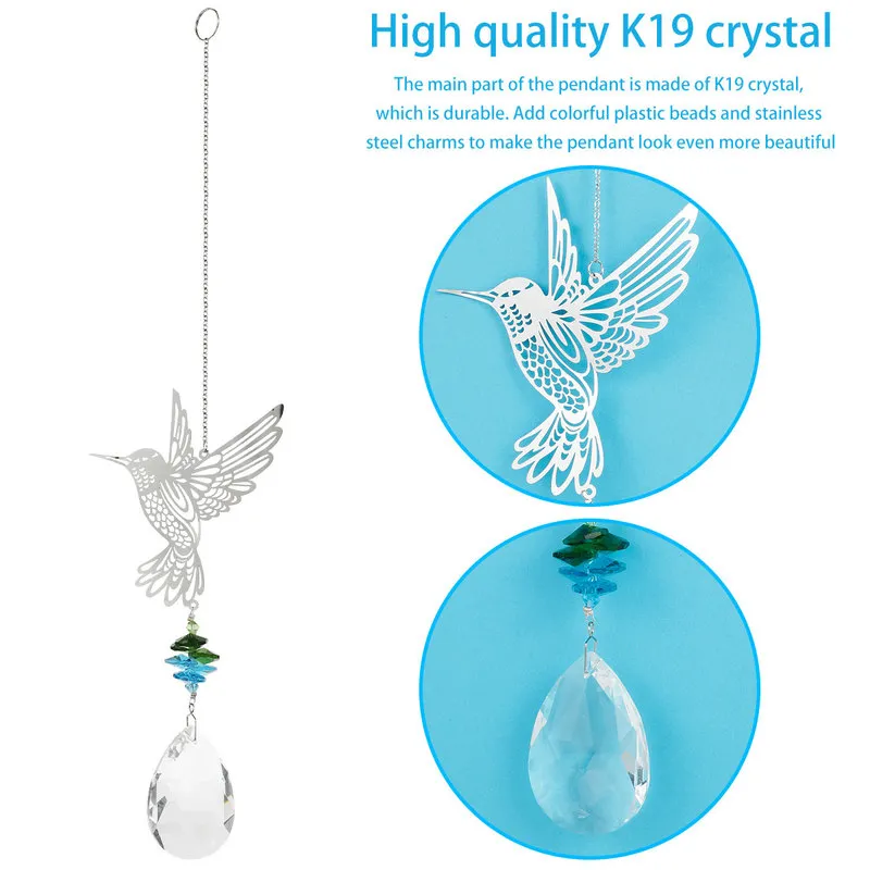 Home Suncatcher Crystal Hummingbird Pendant Prisms Garden Hanging Ornament  2Pcs