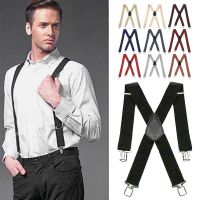 ☇❒ Trousers 50mm High Elastic Wedding Dress Mens Braces Suspenders Adjustable Strap Clip Solid Color Elastic Braces