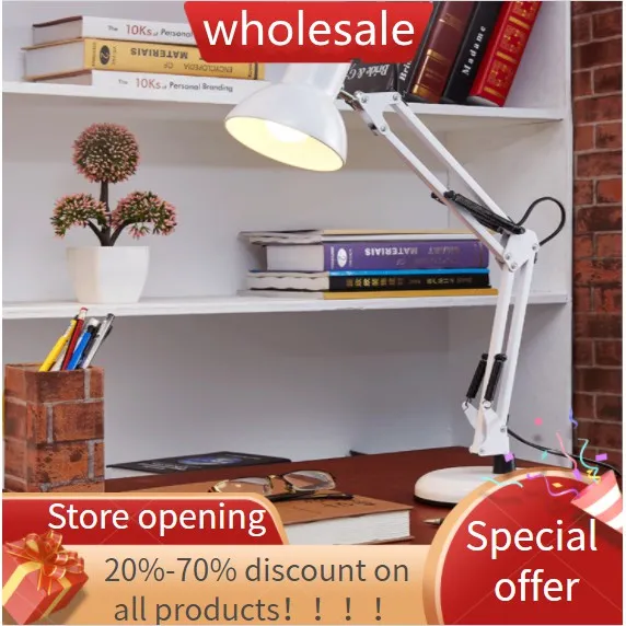 Local Delivery Study Table Lamp Office Desk Light With Flexible Swing Arm, White Black Silver
