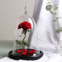 Beauty And The Beast Red Rose Artificial Flowers Rose In Glass Dome Decoration Romantic Christmas Valentines Day Birthday Gift