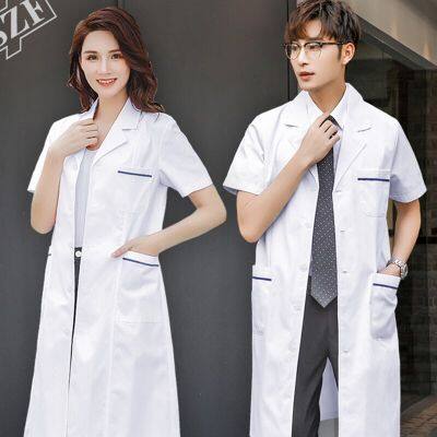 ‘；’ S-3XL 5Styles Single-Breasted White Long Nurse Doctor Work Clothes With Pockets Simple Men Women Lab Overalls Uniform Wear