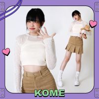 kome.girls กรอกโค้ดลด 45.- ?꒰APRKOME45꒱ เสื้อคลุมครอปแขนยาว+กระโปรงผ้าลูกฟูกปลายจีบ รุ่น Essie Top+Jena Skirt