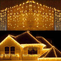 EU 2024คริสต์มาสผ้าม่าน Icicle LED Garland String ไฟ Droop 0.6-0.8M ตกแต่งปาร์ตี้กลางแจ้งสำหรับ Home The House Decor