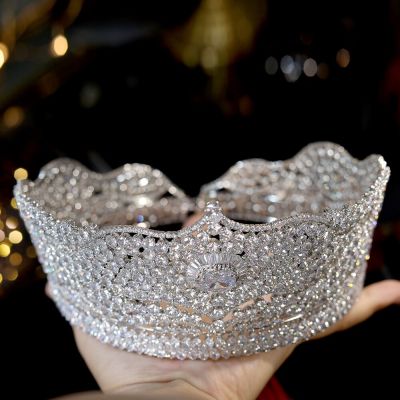 ASNORA Bridal Wedding Hair Accessories , Round Crown Pageant Accessories,Gorgeous Tiaras And Crowns CZ Queen Crown, Crown King