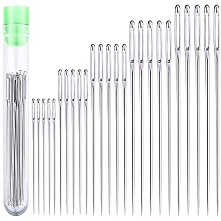 25 Large Eye Stitching Needles - 5 Sizes Big Eye Hand Sewing Needles in ...