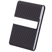 Business Card Holder, Card Holder for Women and Men, Stainless Steel PU Leather Business Card Holder