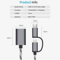 2 in 1 OTG Data Cable Adapter Type C Micro USB To USB 3.0 Adapter Cable USB-C Data Transfer Cable for OTG Connector