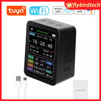 ~ [ใหม่] Tuya เครื่องตรวจจับคุณภาพอากาศอัจฉริยะ WiFi PM2.5 CO2 TVOC HCHO อุณหภูมิความชื้น 6 In 1 แสดงวันที่ สัปดาห์ โทรศัพท์มือถือ APP รีโมต ดูนาฬิกาปลุก 2 ชุด