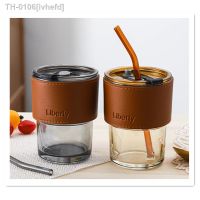 ☁✠✉ ivhefd Copo de café verão novo copo bambu com palha casal água portátil tampa líquido vermelho leite objetos sippy 450ml