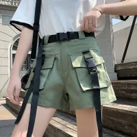 EACHIN Women High Waisted Shorts Ladies Summer Fashion Plus Size Streetwear Casual Cargo Shorts with Belt Pockets Jogging Shorts