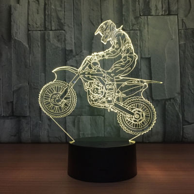 3d LED Visual 7 Colors Change Cross Country Motorcycle Night Light Desk Lamp Decor Bedside Sleep Lighting Gift Light Fixture