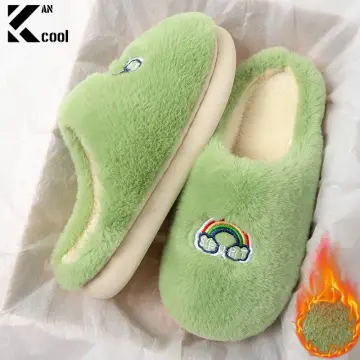 Fuzzy rainbow store slippers