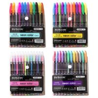 【LZ】♤  G5AA Gel Pen Set Glitter Highlighter Canetas pastel para escola escritório livro de colorir diários desenho doodling marcadores de arte 12 cores