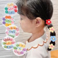 10pcs/Set Cute Cartoon Hair Rope Children Flowers Fruits Hair bands Hair Accessories Girls Sweet Elastic Rubber Band Headwear Hair Accessories